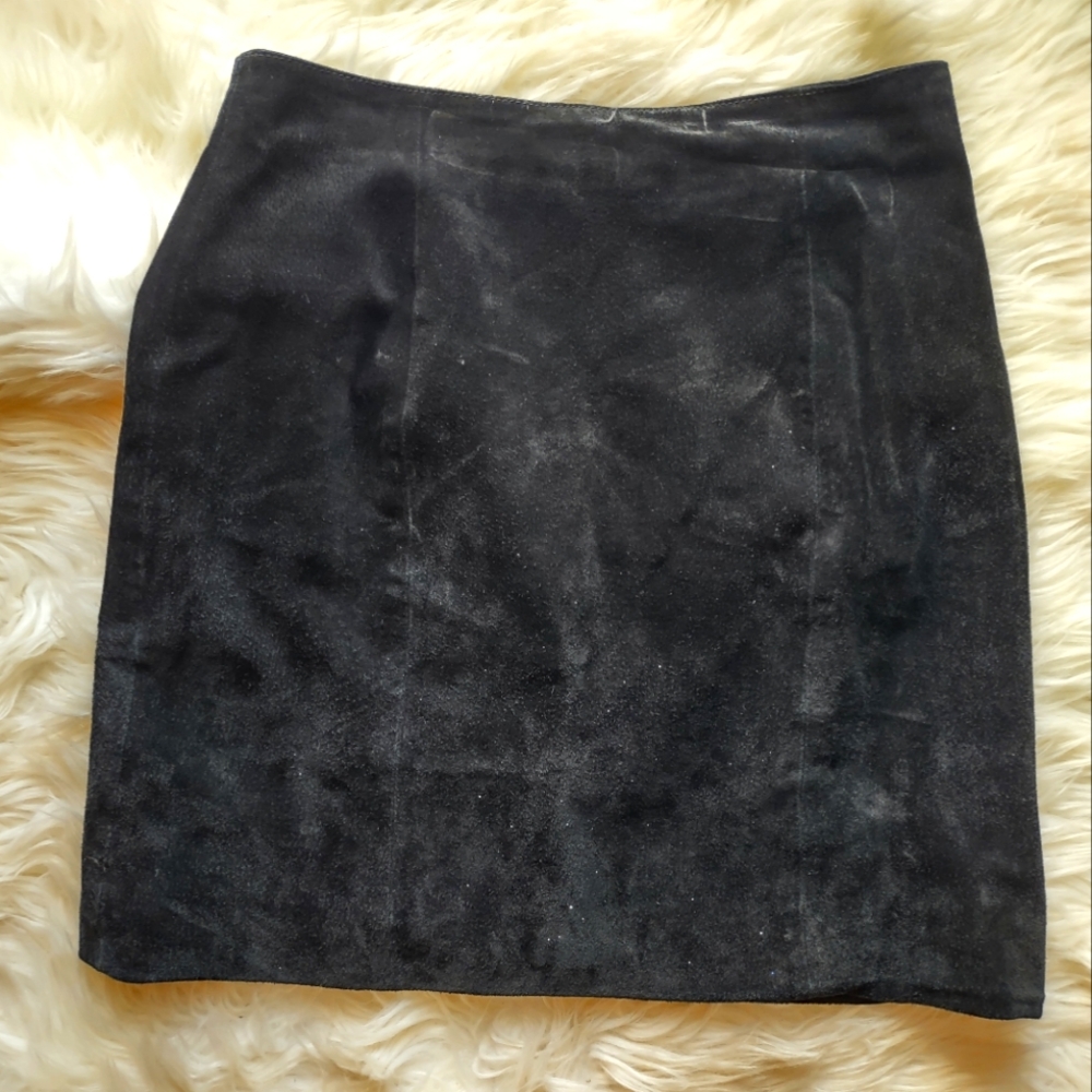 Vintage Wilson's Leather Black Suede Skirt 14